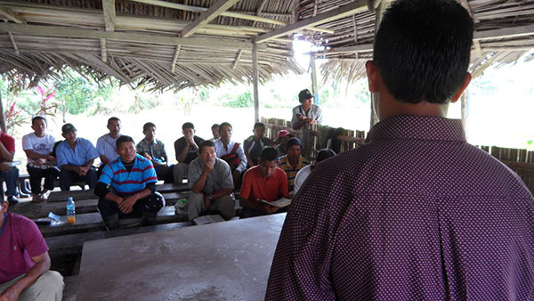 Hilaria teaching mens' meeting